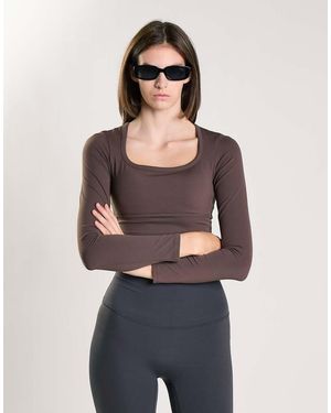 agon® Square Neck Long Sleeve Crop Top - Blue