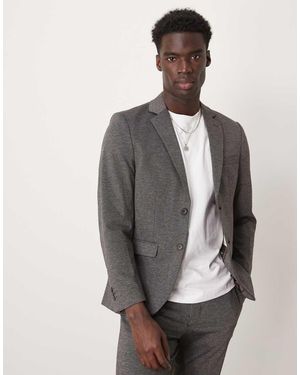 SELECTED Americana De Traje Gris Oscuro De Corte Slim De Punto Liso Noah De