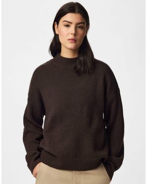 Pieces Malou pullover mit lockerer passform, rundhalsausschnitt, strick, überschnittene schultern, hochgeschlossen, - Schwarz