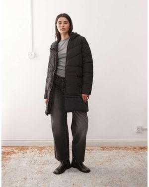 Noisy May Longline Puffer With Hood - Black