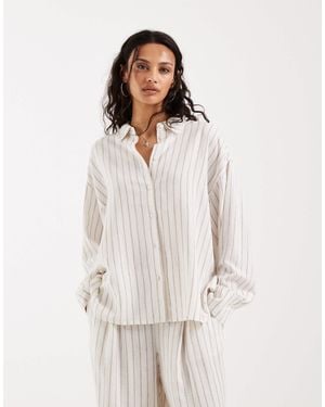 JJXX Linen Blend Stripe Shirt - Natural