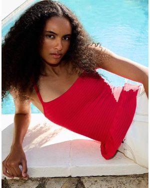 Bershka Knit Peplum Top - Red