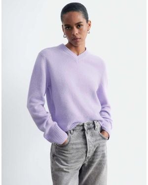 & Other Stories V-neck Knitted Jumper With Wool - Purple