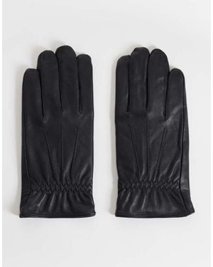 ASOS Premium Leather Touchscreen Gloves - Black