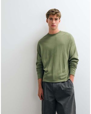 ASOS Oversized Knitted Jumper With Panel Detail - Green
