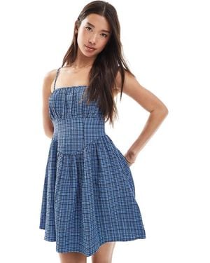 New Look Milkmaid V Front Mini Dress - Blue
