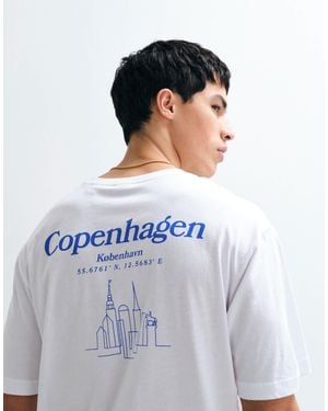 Only & Sons Oversized Fit T-Shirt With Copenhagen Back Print - White