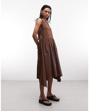 Collusion Vestido Largo Marrón Con Lazada Lateral Y Bajo Asimétrico De -Neutro