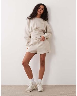 Kaiia Cotton Rich Cinched Waist Sweat Shorts Co-ord - Natural
