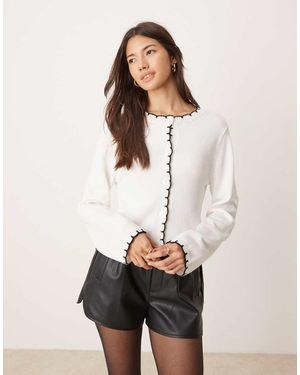 Miss Selfridge Cárdigan Con Detalle De Pespuntes De Festón De -Blanco - Neutro