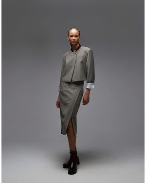 ASOS Double Waistband Tailored Wrap Skirt - Gray