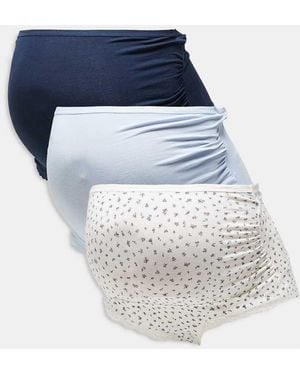 Lindex Pack De 3 Braguitas Brasileñas De Color Blanco, Azul Y Estampado De Punto Pointelle De Maternity