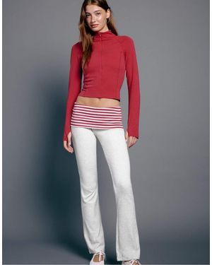 Stradivarius Long Sleeve Quarter-zip Running Top - Red