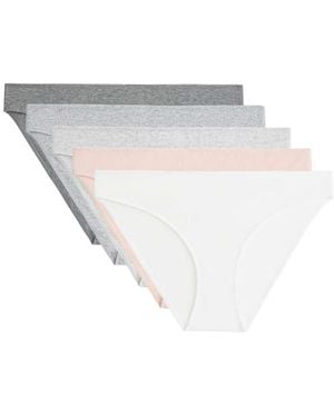 Oysho 5 Cotton Rib Classic Briefs - White