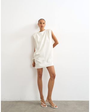 TOPSHOP Clean Structured Shoulder Pad Mini Dress - White