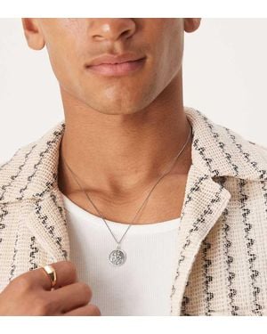 ASOS Sterling St Christopher Pendant Necklace - Brown