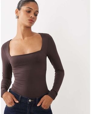 New Look Long Sleeve Square Neck Slinky Body - Black