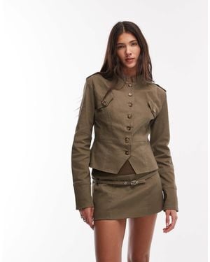 Motel Diranda Military Twill Button Up Jacket - Brown