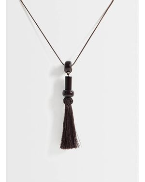 TOPSHOP Magnus Cord Necklace With Beads And Tassel - White