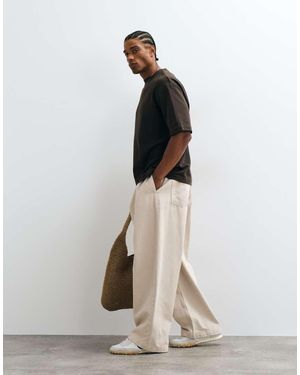 SELECTED Oversized T-Shirt Van Zware Stof - Naturel