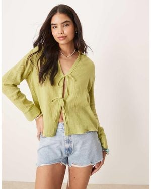 Abercrombie & Fitch Textured Relaxed Beach Shirt - Yellow