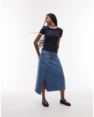 ARKET Denim Midi Wrap Skirt - Blue