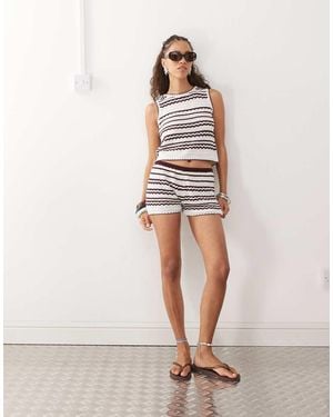 Collusion Crochet Micro Shorts Co-ord - Natural