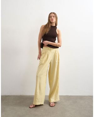 TOPSHOP Linen Balloon Trouser With Tie Waist - Natural