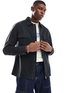 ASOS Twill Zip Through Overshirt - Blue