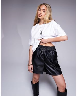 HUGO – kunstleder-shorts - Schwarz