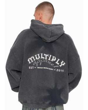 Multiply Apparel Sudadera Negro Lavado Extragrande Con Capucha Multiply De - Gris