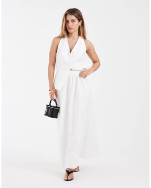 4th + Reckless Petite Linen Blend Floaty Maxi Skirt Co-ord - White