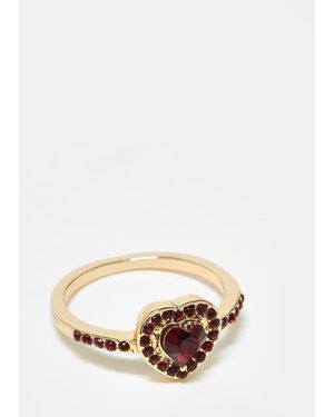 ASOS Ring Met Rode Kristallen Hart - Wit
