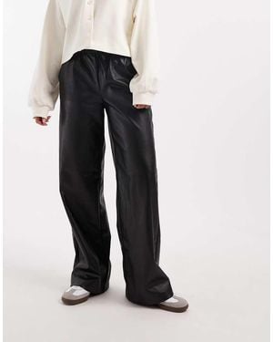 Vero Moda Tie Waist Wide Leg Faux Leather Pant - White
