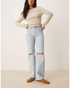 Abercrombie & Fitch 90s Relaxed Jeans With Knee Rip - Natural