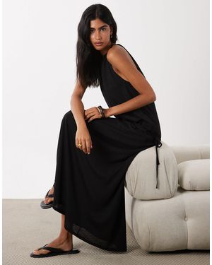 ASOS Textured Jersey Wrap Scarf Detail Maxi Dress - Black