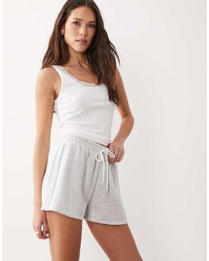 ASOS Lace Side Stripe Draw String Shorts - White