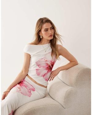 River Island Mesh Floral Print Bandeau Top - Pink