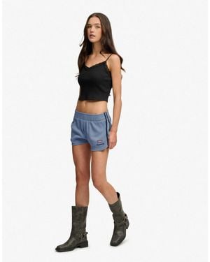 Superdry – athletic essentials – retro-shorts - Blau