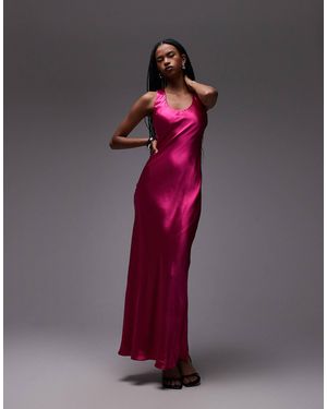 TOPSHOP Petite – satin-maxikleid - Pink