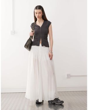 Weekday Cotton Voile Pleated Maxi Skirt - Natural