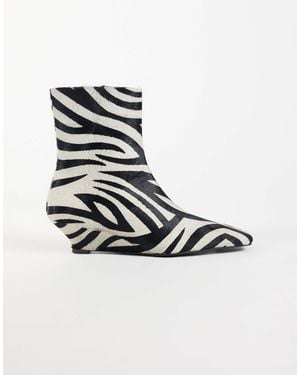 ASOS Renata Leather Wedge Smart Ankle Boots - White