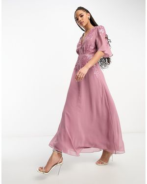 Hope & Ivy – verziertes maxikleid - Pink