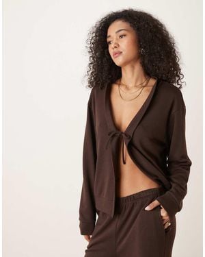 ASOS Maglione Oversize Lavorato Color Cioccolato Con Lacci Sul Davanti - Marrone