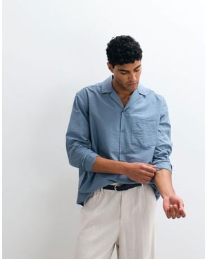 ASOS Relaxed Revere Flowing Shirt - Blue