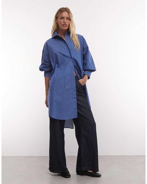 ASOS Oversized Overhemd Met Lange Pasvorm En Brede Manchetten - Blauw