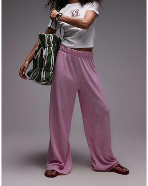 TOPSHOP Pantaloni Testurizzati A Fondo Ampio - Viola