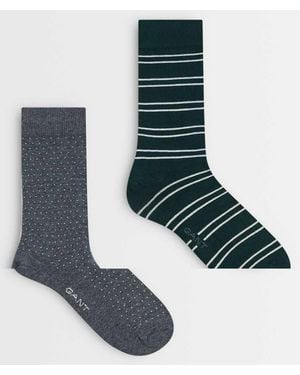GANT 2-pack Stripe And Mini Dot Socks - Blue