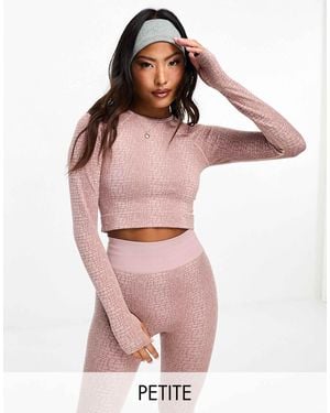 4505 Petite Croc Jacquard Long Sleeve Top - Pink