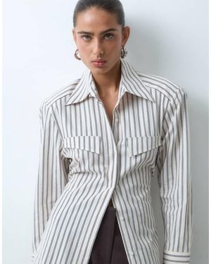 ASOS Met Getailleerde Taille En Oversized Schoudervullingen - Grijs